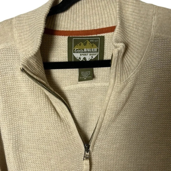 Eddie Bauer Sport Shop, Cotton,waffle knit,sweater,men XL.quarter zip, EC - Picture 4 of 9